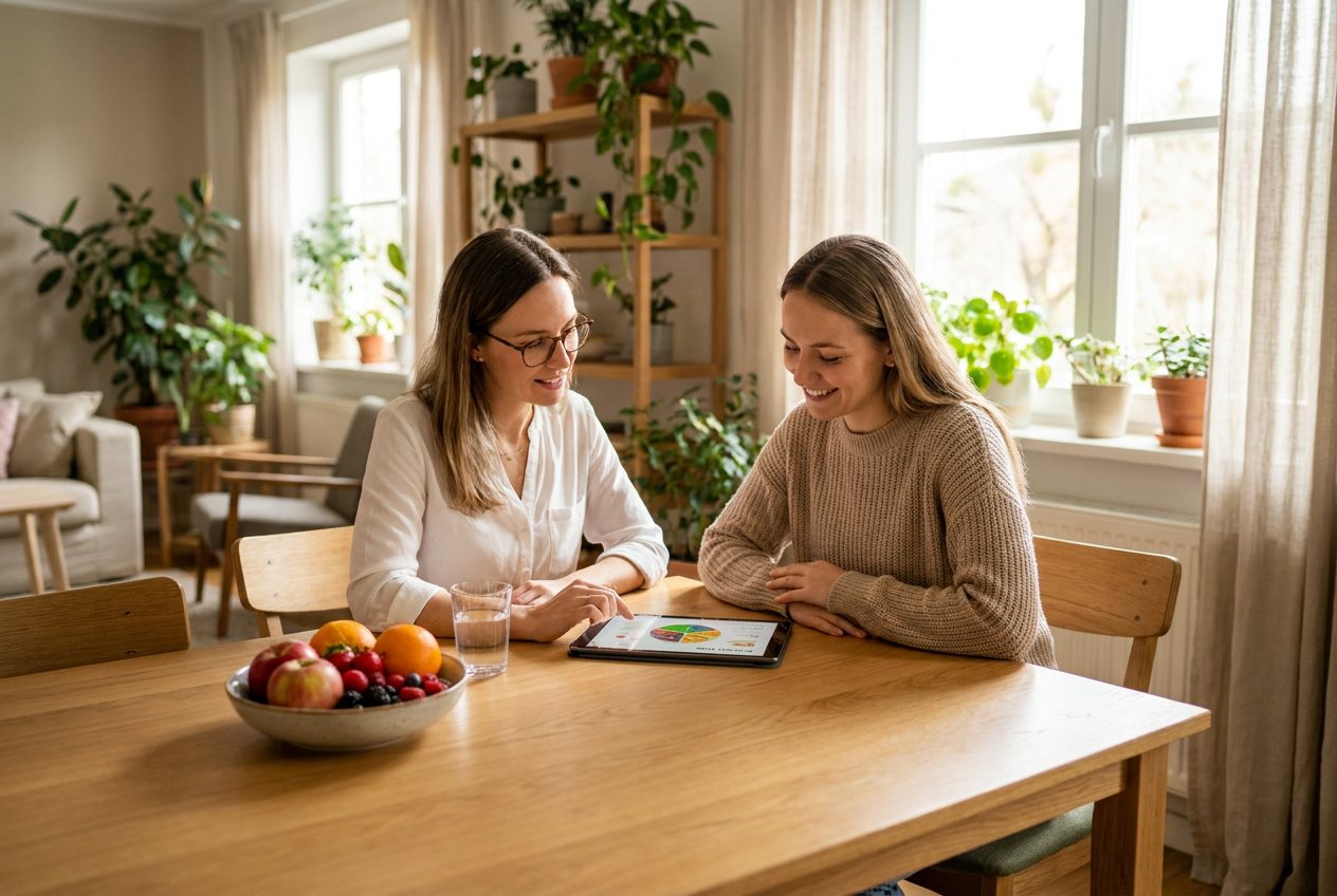 Consulta de nutrición en un espacio cálido