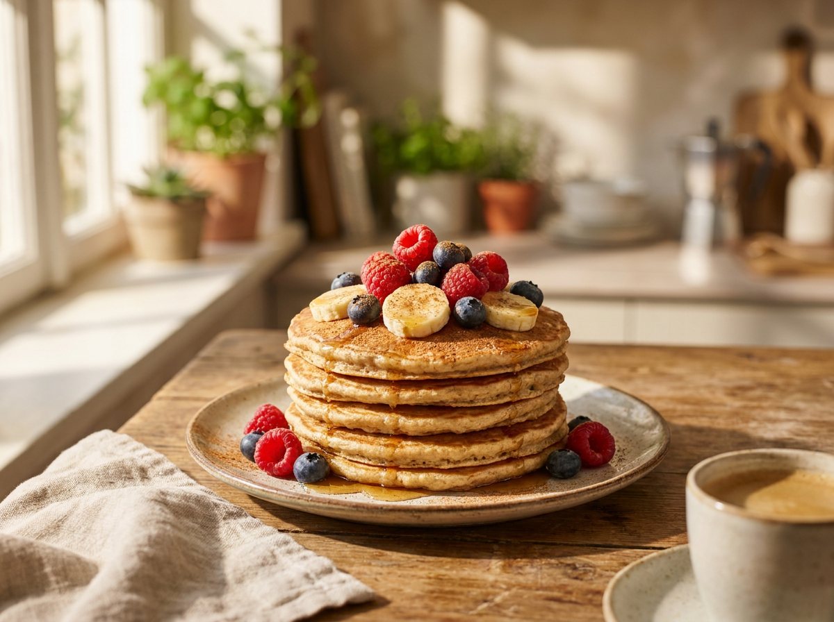 Hotcakes de avena y plátano